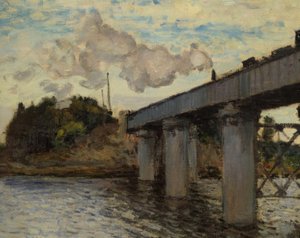 De spoorbrug in Argenteuil door Claude Monet