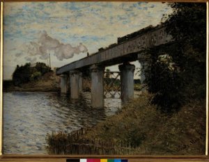 De spoorbrug in Argenteuil door Claude Monet