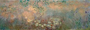 De vijver met waterlelies en irissen door Claude Monet