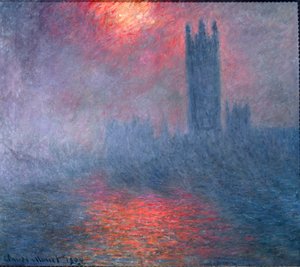 Londen, Parlement, zonneschijn in de mist door Claude Monet