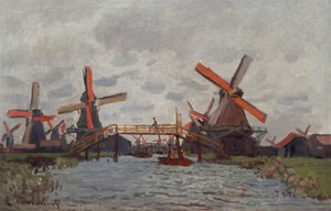 Mills at Westzijderveld near Zaandam door Claude Monet