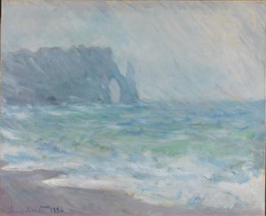 Regen in Étretat door Claude Monet