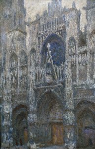 Kathedraal van Rouen, het portaal; grijs weer door Claude Monet