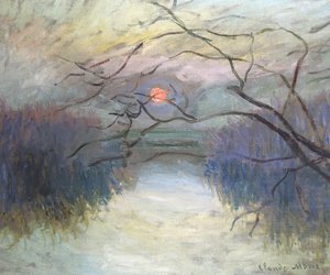 Zonsondergang aan de Seine bij Vétheuil, 1880 door Claude Monet