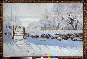 De Ekster (een met sneeuw bedekt landschap, Etretat)