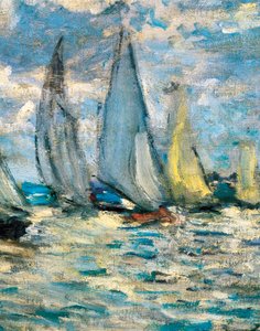 De boten of regatta in Argenteuil (detail) rond 1874 door Claude Monet