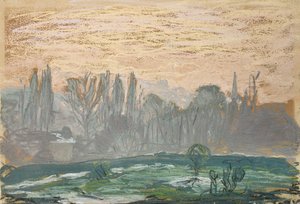 Winterlandschap met Avondlucht