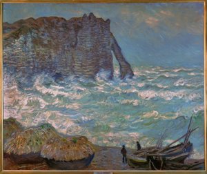 Étretat, ruwe zee door Claude Monet