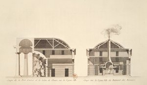 Doorsnede van de ingang naar zoutwerken in de ideale stad Chaux, ca. 1801 door Claude Nicolas Ledoux