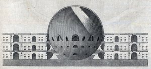 Dwarsdoorsnede van een begraafplaatsplan voor de stad Chaux door Claude Nicolas Ledoux (1736-1806). door Claude Nicolas Ledoux