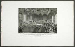 Bijzondere zitting van Lodewijk XVI in het paleis, uit de serie Tableaux historiques de la Révolution française door Claude Niquet
