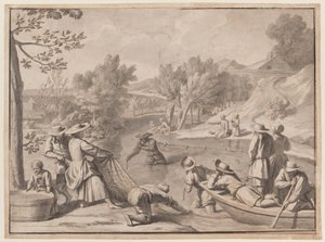 Augustus: Vissen, ca. 1700 (inkt) door Claude Simpol