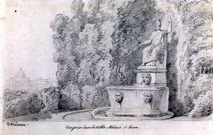 Uitzicht op een Fontein in de Tuin van de Villa Medici, Rome door Claude Thienon