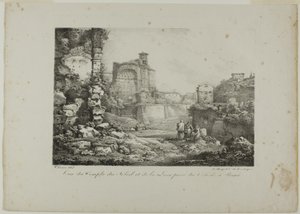 Uitzicht op de Tempel van de Zon en de Maan vanaf het Colosseum in Rome door Claude Thienon