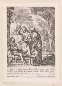 Genezing van de man bij het bad te Betesda (Miracula Domini Nostri Jesu Christi, Wonderen van Christus) door Claude Vignon