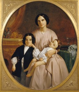 Portret van de Vrouw en Kinderen van de Schilder door Claudi Lorenzale