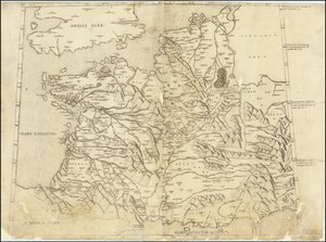 1507 Ptolemeïsche kaart van Frankrijk door Claudius Ptolemy