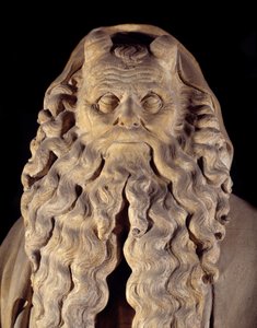 Vlaamse gotische kunst: de profeet Mozes (detail van de sokkel) door Claus Sluter