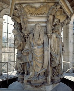 De basis van de Put van Mozes toont de profeten die de komst van Christus voorspelden (beeldhouwwerk) door Claus Sluter