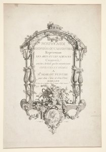 Titelpagina van Nouveaux Trophees ou cartouches representant les arts et les sciences