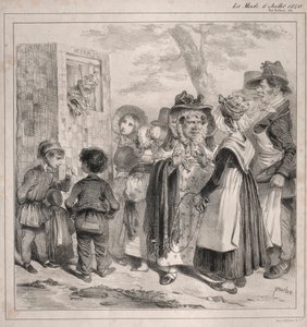 Zie je mijn beste! het is de politie die deze marionetten laat spelen, om af te leiden..., 1840 door Clémente Pruche
