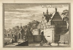 Gezicht op Waterslootse Poort te Delft door Coenraet Decker (attributed to)
