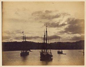 Een nachtscène in de haven
