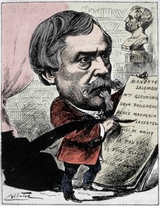 Cartoon van de schrijver Edmond de Goncourt (1822-1896) uit "De Mannen van Vandaag" Tekening door Coll-Toc (Collignon en Tocqueville). 1892