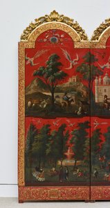 Biombo met uitzichten op Mexico-Stad door Colonial Spanish