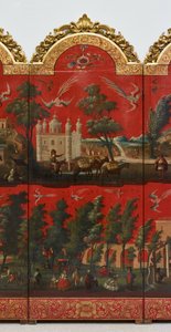 Biombo met Zichten op Mexico-Stad door Colonial Spanish