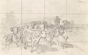 Kudde met herder door Conrad Bühlmayer