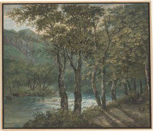 Zonlicht dat door bomen langs de rivier Sihl filtert