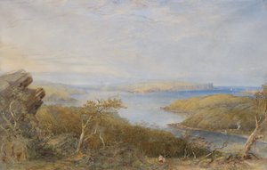 North Head van boven Balmoral, haven van Sydney door Conrad Martens
