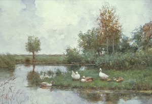 Eenden in een Rivierlandschap door Constant Artz