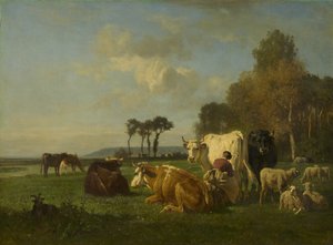Vee en Schapen in een Landschap, ca. 1855