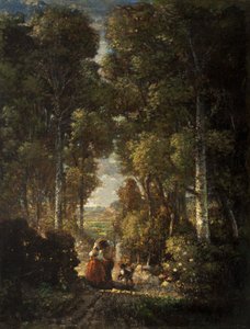 Dorpsweg (Le Chemin du Village) door Constant Emile Troyon