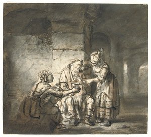 Lot en zijn Dochters (Genesis 19:33) door Constantin Daniel van Renesse