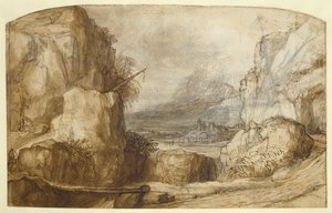 Bergachtig landschap door Constantin Daniel van Renesse