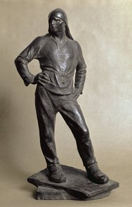 De havenarbeider van de haven van Antwerpen (brons sculptuur)