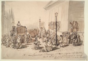 Ontvangst van keizer Napoleon III in het ziekenhuis door Constantin Guys