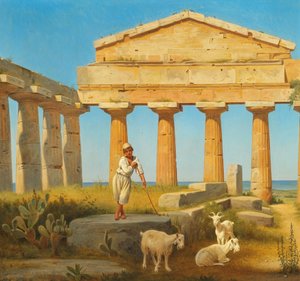 "Cerestemplet i Pæstum". De tempel van Ceres in Paestum door Constantin Hansen