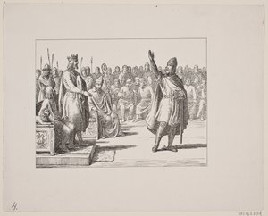 Illustratie voor Svend Grundtvig, "Marsk Stig: Deense Volkslied uit de 13e Eeuw", 1861 door Constantin Hansen