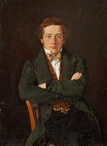 Portret van Martin Hammerich (1811-1881), later hoogleraar, portret driekwart lengte, en face door Constantin Hansen