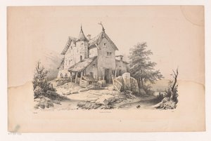 Biddende figuren in een landschap door Constantinus Cornelis Huysmans