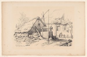 Boerderij met waterput door Constantinus Cornelis Huysmans