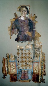 Koptische kunst: fragment van beschilderd linnen doodskleed door Coptic Coptic