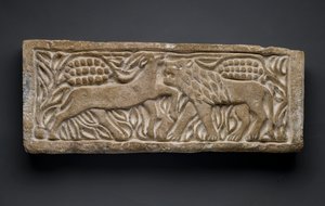 Leeuw die een antilope aanvalt, uit Egypte door Coptic Coptic