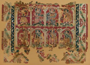 Textielfragmenten in tapijtweefsel, 6e - 8e eeuw