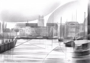 Abstracte havengezicht