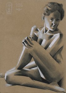 Dramatische zittende figuur